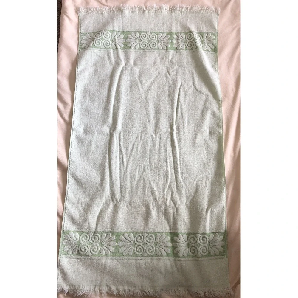Set 2 Vintage Cannon Monticello Retro MCM Mint Green Bath Towel Set USA